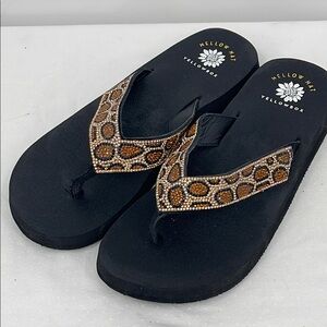 Yellow Box Naseeba Leather Upper Women's 10 Black and Brown Sandals/Flip…